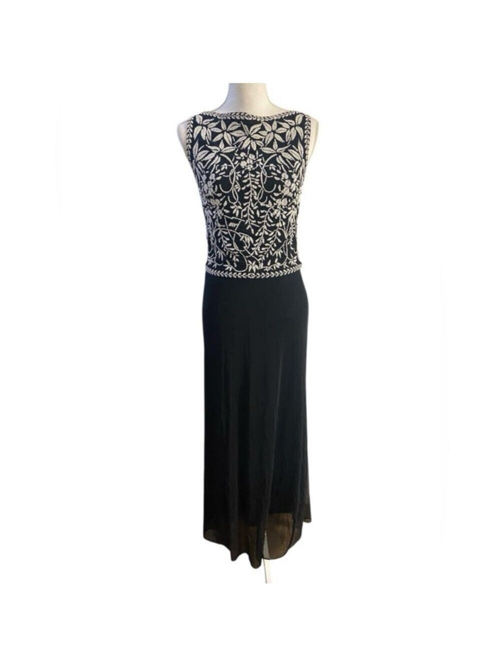 Tadashi Shoji Elegant Black and White Maxi Dress Small